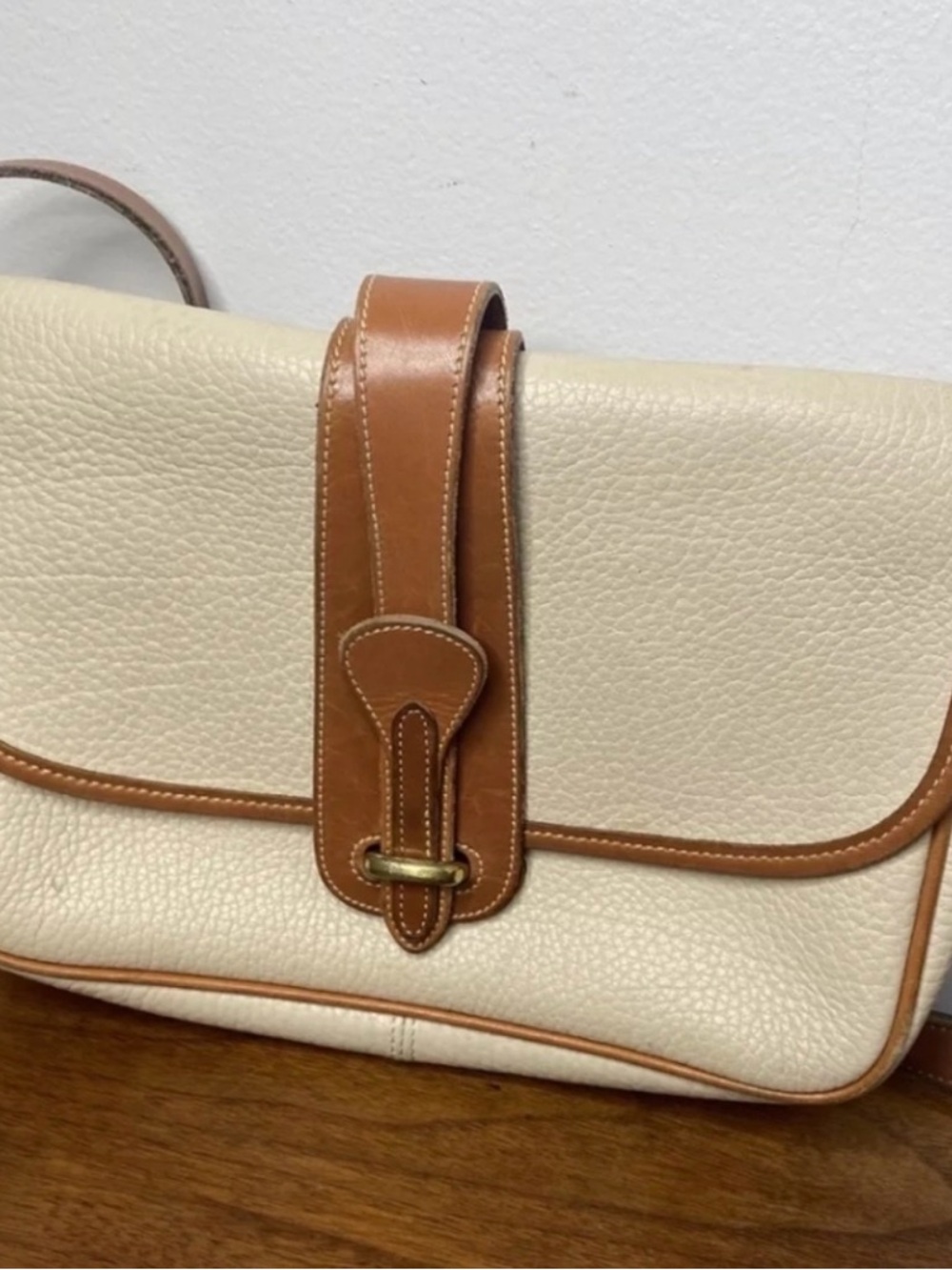 Dooney & Bourke Cream and Tan Leather Shoulder Bag